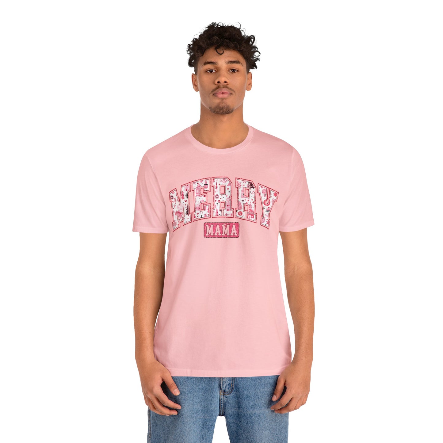 MERRY MAMA Pink Christmas T-Shirt Unisex Jersey Short Sleeve Tee