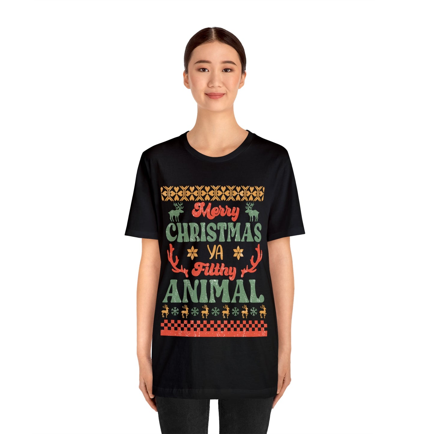 MERRY CHRISTMAS YA Filthy Animal Christmas T-Shirt Unisex Jersey Short Sleeve Tee